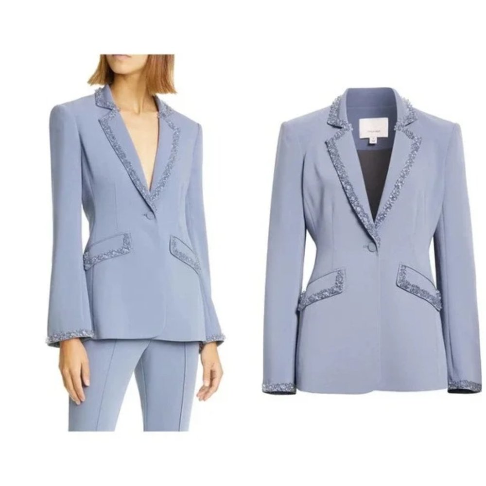 NEW CINQ À SEPT Kayden Bead Detail Blazer in Slate Sz 8  #3089